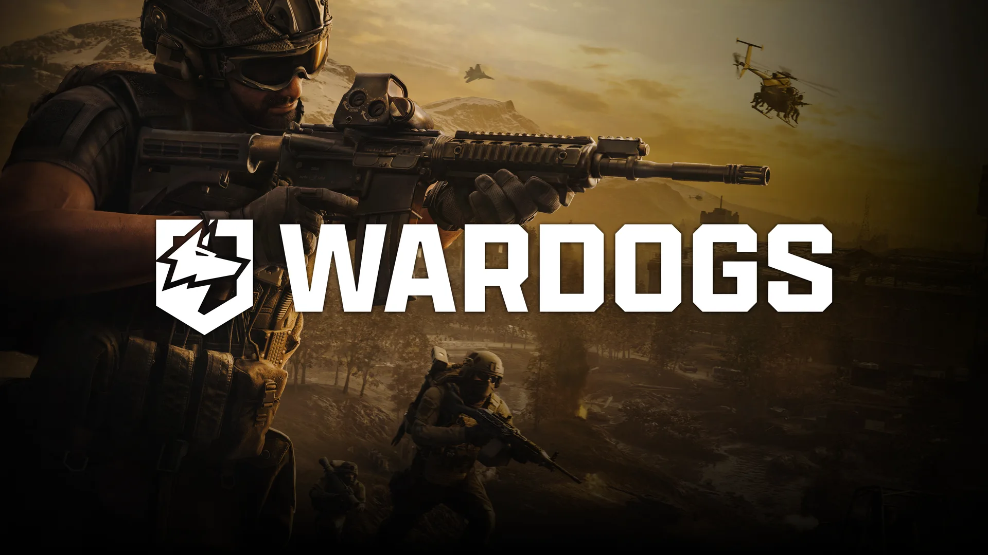Official WARDOGS key art showing a soldier, helicopters and the game title.